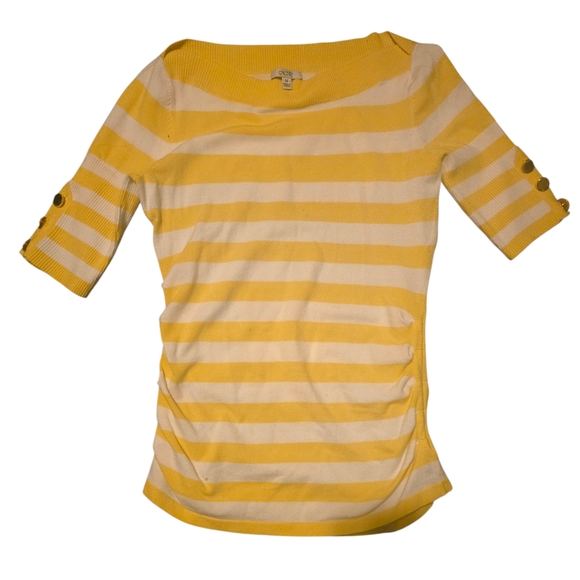 Yellow and White Striped top by the brand Caché size Medium - Picture 2 of 6